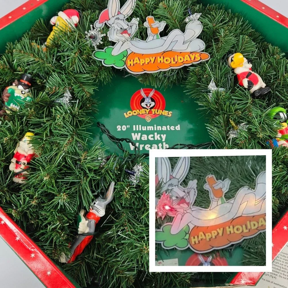 Looney Tunes Holiday Wreath Light Up Illuminated Wacky Warner Bros Christmas 20